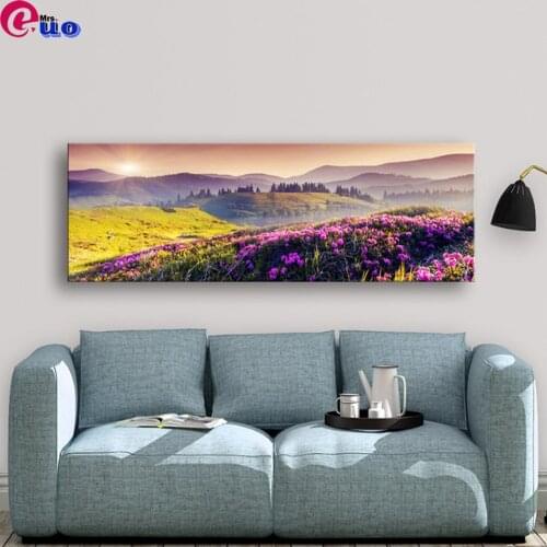 Diamond Painting Flower Mountain Forest Beautiful Mountain Painting Sunrise Landscape
