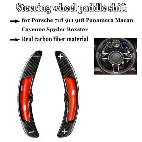 Car styling Real Carbon Fiber Steering Wheel Shift Paddles for Porsche 718 911 918 Panamera Macan Cayenne Spyder Boxster