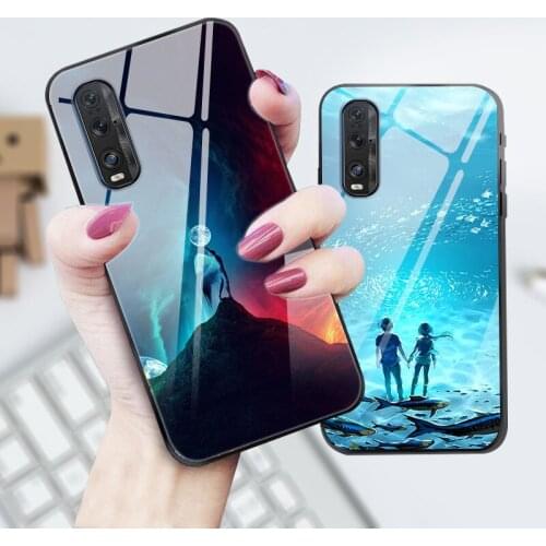 Case For Oppo Find X2 Back Phone Cover Black Silicone Bumper With Tempered Glass