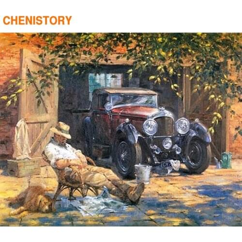 CHENISTORY Frameless Relax Car DIY Painting By Numbers Landscape Picture By Numbers Modern Wall Art For Home Decor 40x50cm Drop