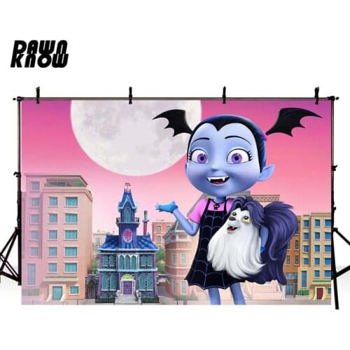 DAWNKNOW Junior Vampirina Photography Background Photocall Cartoon Moon Backdrops For Children Photo Studio Customize G915
