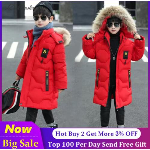 Childrens Winter Jacket 2019 Boys Fur Coat Parkas Teenage 5 to 15 years Child Outerwear Casual Hooded Warm Coat Baby Clothing