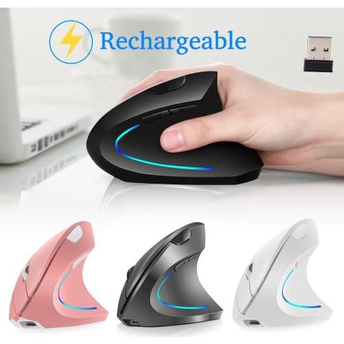 Ergonomic Vertical Mouse for Computer Wireless Rechargeable 2.4GHz Optical Mice Adjustable DPI 800/1200/1600 Mouse Gamer Mause