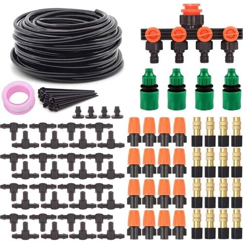 40M 1/4" Hose Micro Drip Mist Automatic Watering Kit Garden Timer Intelligence Irrigation Cooling System Adjustable Dripper