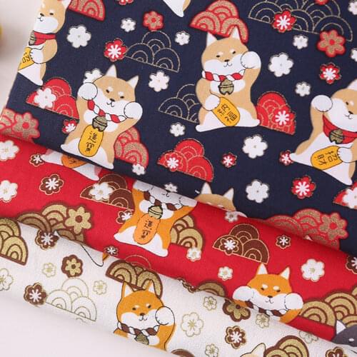 Red White Cotton Bronzing Fabric, Precut Sewing Fabric For Making DIY Costume Jewelry Patchwork Quilting Japanese Fabric