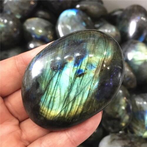 Colorful Natural Crystal Moonstone Raw Gemstone Polished Quartz Labradorite Moonlight Palm Stone Healing Decoration Crafts