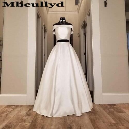 Mbcullyd Two Pieces Prom Dresses Long 2020 White Satin Evening Party Gowns Cheap Plus Size Formal vestidos de fiesta de noche