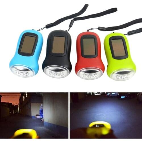 Mini LED Hand Crank Dynamo Solar Power Rechargeable Carabiner Camping Flashlight MUMR999