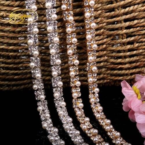 2017Fashion New Bright Crystal With Pearl Collocation DIY Wedding Clothing Collocation Decoration Sewing Rhinestones Crafts