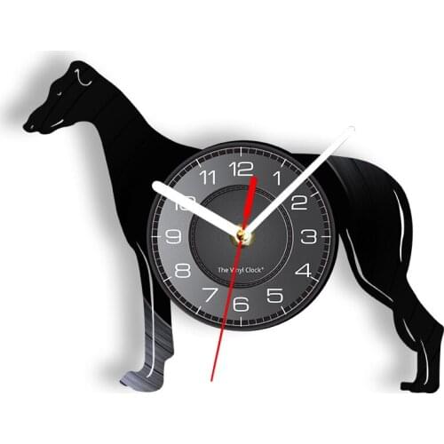 I Love Dog Greyhound Silhouette Wall Clock Lovely Doggy Breed Pet Animals Wall Watch With LED Backlight Gift For Greyhound Owner