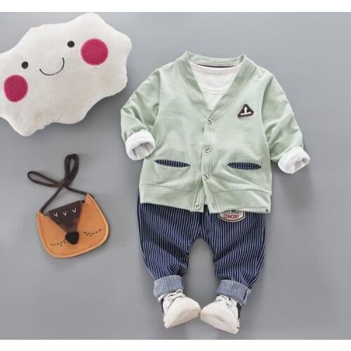 New Boys Spring Autumn Cotton Sets Outerwear Jacket Coat +Pants+T-Shirt Children Boys Clothing Set Kids Smile Tracksuit