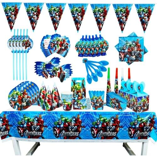 The Avengers Design Boys Birthday Party Decorations Balloon Paper Cups Plates Baby Shower Disposable Tableware Supplies
