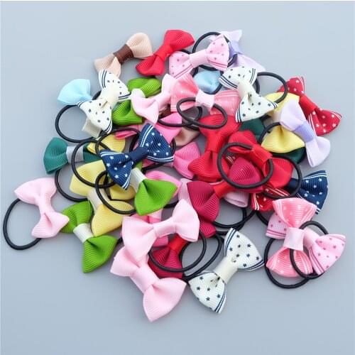 10pcs/20pcs/set Candy Bow Kids Elastic Hair Bands Girls Princess Headwear Cute Children Ropes Baby Hair Accessories Headdress
