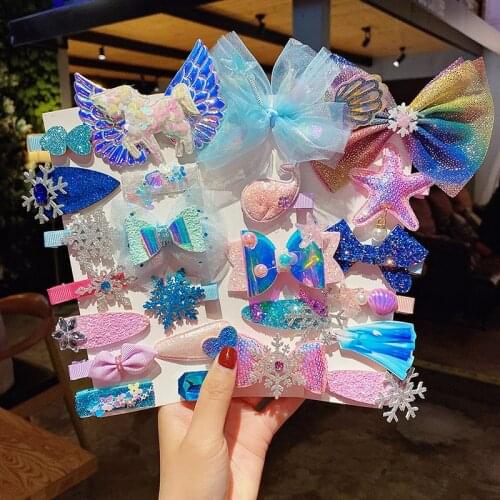 Princess Bow Hairpin Childrens Snowflake Crown Unicorn Butterfly Headdress Little Girl Sweet Hairpin Korean Hair Accessories