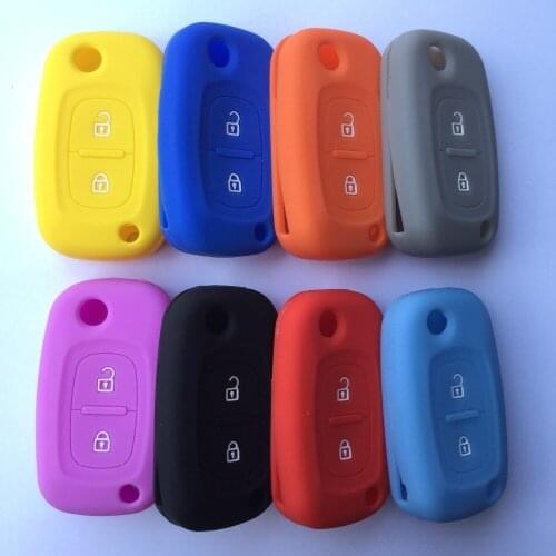 2 Button Silicone Remote Key Cover Case Protect for Renault Clio Megane Kangoo Fob Flip Shell 20pcs
