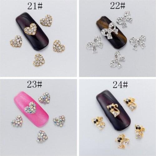 10pc Nail Alloy Rhinestone 3D Flat Back Metal Nail Crystal Gems Various Styles of DIY Nails Art Decoration Accessories Wholesale