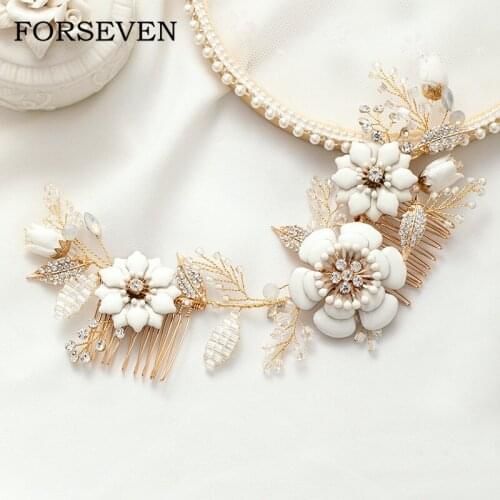 Bridal Hair Accessories Flower Headband With Comb Bride Tiara Headband Wedding Hair Jewelry Headpiece Women Hairband