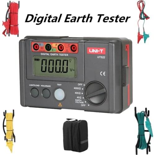 UNI-T UT522 digital grounding tester 0-400V 0-4000 ohm grounding resistance tester for power and electrical systems