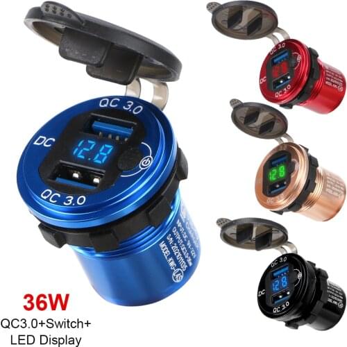 Universal Truck Lighter Socket Plug 9V/32V for Phone Tablet Camera Waterproof Car Dual USB Charger QC3.0 Quick Charge 3.0 36W