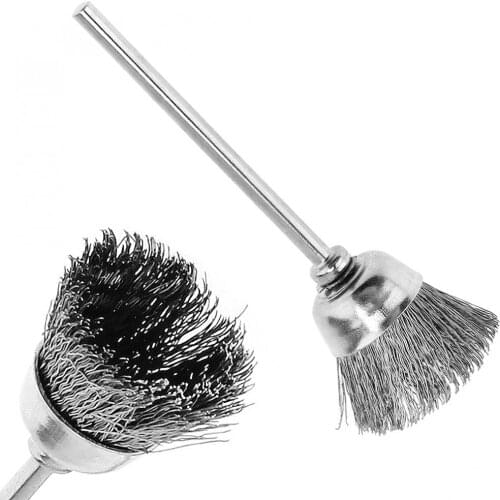 8mm Stainless Steel Wire Brush Rotary Drill Brush with Bowl-shape Head 2.35mm Shank for Metal Cleaning Polishing Tools