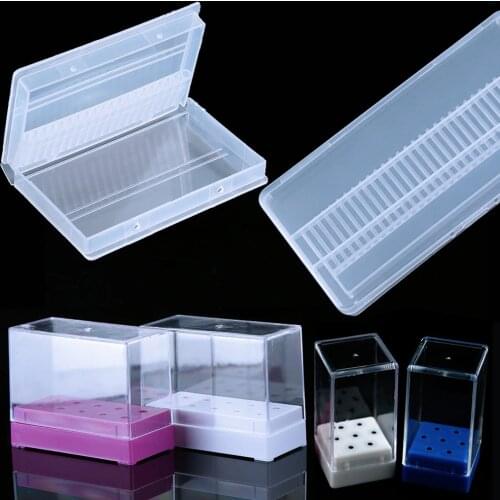 10/20/30 Slots Clear Storage Box For Electric Nail Drill Bit Rotary Files Holder Display Nail Accessorie Tools