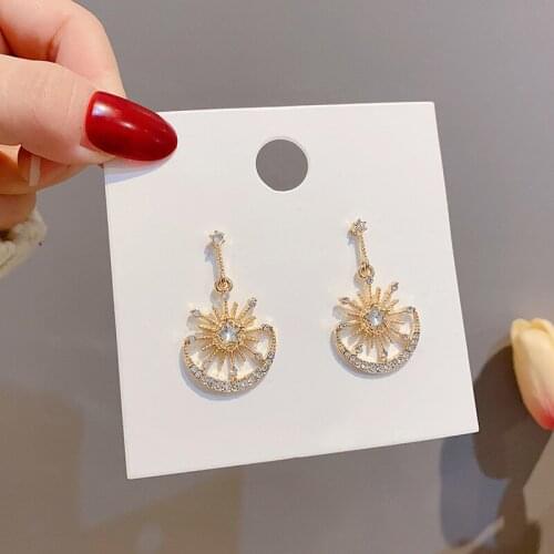 South Korea 2020 New Simple chao shan Sun Moon Earrings Elegant Temperament Earrings Female