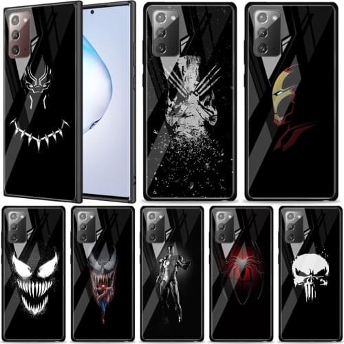 Marvel Dark Tempered Glass For Samsung Galaxy Note 20 Ultra 10 9 8 Plus Lite A70 A50 A40 A30 A20 A10 Phone Case