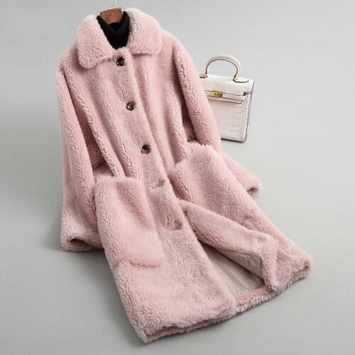 Real Warm Thick Wool Fur Coat Female 2020 Long Winter Jacket Women Parka Womens Lamb Fur Coats Outerwear 18117 WYQ1943 's s