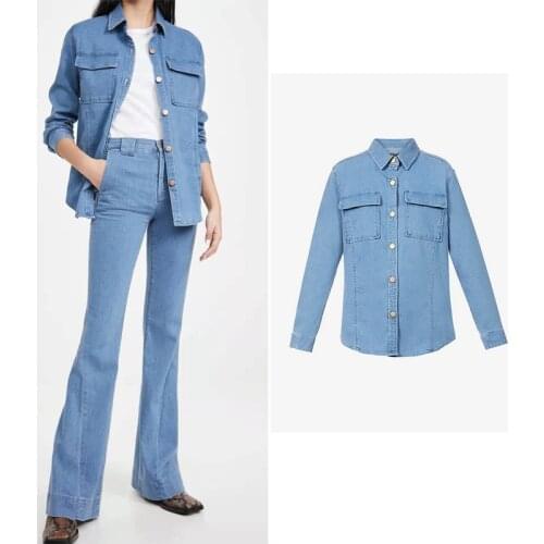Women Jackets 2021 Spring and Summer New Style Ladies Buttoned Long-sleeved Denim Jacket