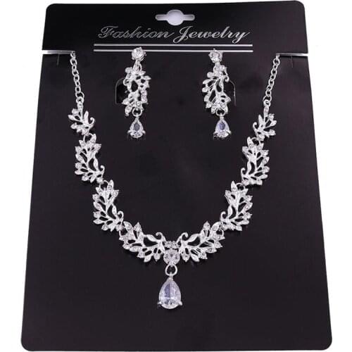 Fashion AAA Zircon Flower Bridal Jewelry Sets Choker Necklaces And Drop Earring For Woman Party Dress Wedding Accessories New