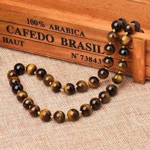 10mm Smooth Brown Mixed with Dark Black Color Beads For Tiger Eyes Stone Diy Necklace 18inch Christmas Gift Craft Supply H430