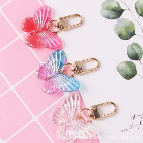 10pcs Acrylic Multi-color Butterfly Key Chain Key Ring Handbag Bag Charm Keychain Fashion Animal Jewelry For Women Birthday Gift
