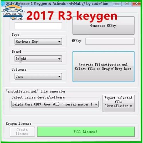 2017.R3 keygen activate 2017 Car and Truck by yourself. 2017 R3 delphis OBD2 with keygen Bluetooth VCI vd obd2 Scanner software