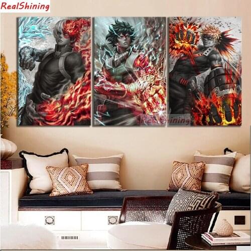 3pcs,Diamond Embroidery,My Hero Academia Anime,5D,diy Diamond Painting Cross Stitch,Diamond Mosaic,home Decor H1570
