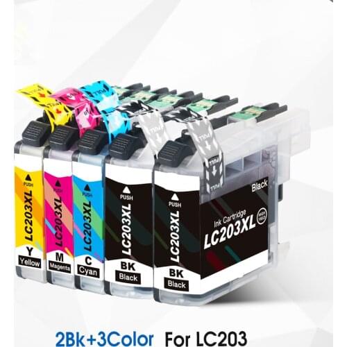 5 Pack Compatible Ink Cartridge Replacement For Brother LC203 XL LC203XL High Yield for MFC-J885DW Printer