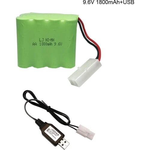 9.6v 1800mAh AA NI-MH X Battery with USB charger for Electric RC Tank High capacity upgrade battery for RC toys Car Ship Robot