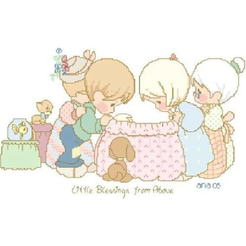 FREE Shipping Top Quality popular counted cross stitch kit orphan girls little blessings from above