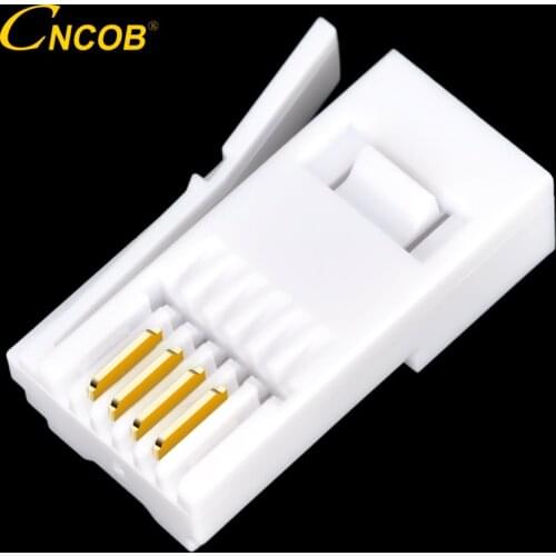 CNCOB 6P4C British crystal head, telephone line connector RJ11 modular plug Cat3 4-pin connector, bending resistant shrapnel