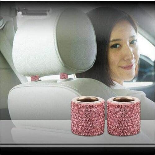 CDCOTN 2PCS Fashion Car Seat Headrest Rod Ring Crystal Diamond Car Interior Decoration Accessories Car Styling Auto products