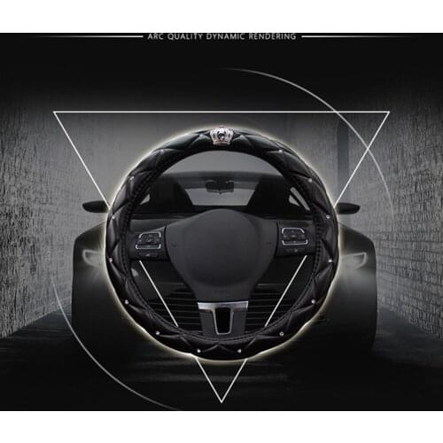 Car Steering Wheel Covers Fashion PU Leather Diamond Steering Wheel Auto Diameter 38CM Smooth Steering Cover Car Accessories