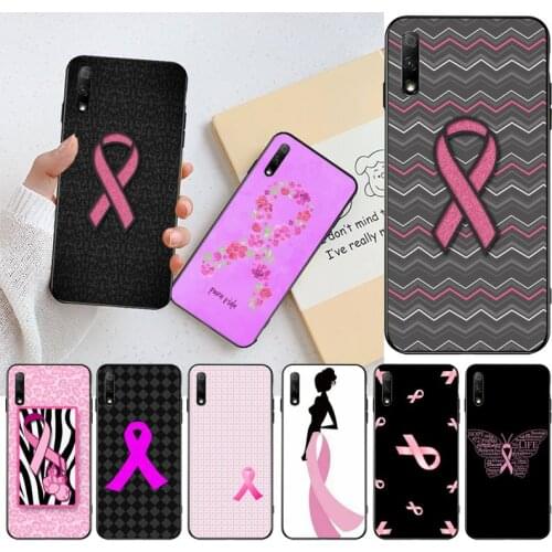 CUTEWANAN Girly Breast Cancer pink Ribbon Black Cell Phone Case For Huawei Nova 6se 7 7pro 7se honor 7A 8A 7C Prime2019