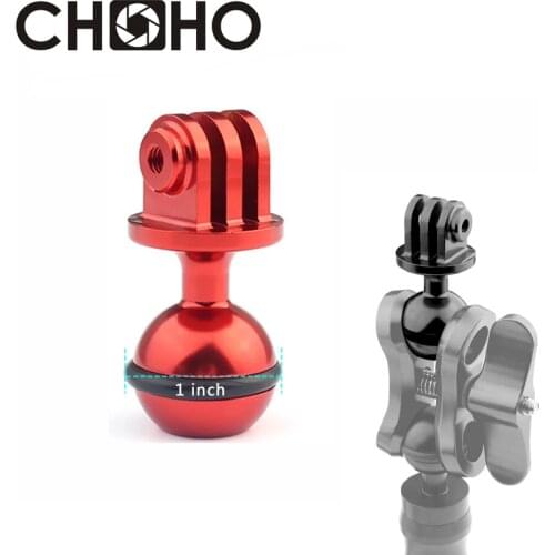 For Gopro CNC Aluminum Adapter 360 Degree Rotation Ball Head Mount Tripod For Go Pro 8 7 6 5 SJCAM SJ5000 Xiaomi 4K Accessories
