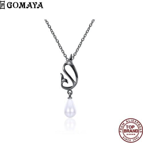GOMAYA Shell Pearl Elegant Women Necklace Unique Design Trendy Pendant Necklaces Birthday Anniversary Fashion Jewelry Hot Sale