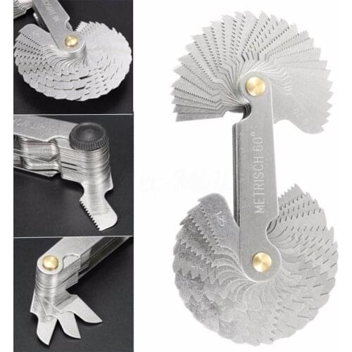 HLZS-NEW 58xBlades Metric Whitworth 55&60 Degree Thread Measuring Gauge Screw Pitch
