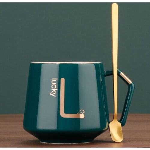 Exquisite Coffee Cup European-Style Small Luxury Small Cup Nordic-Style Ceramic Mug Set with Lid Spoon Dish Coffee Mugs Glass