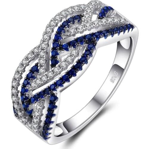 Huitan Infinite Shape Design Ring Halo White &Blue CZ Stone Micro Paved Elegant Women Ring Anniversary Jewelry Rings For Female