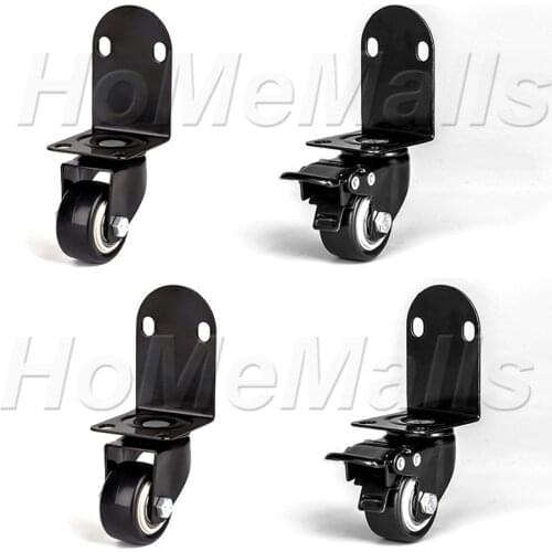 2pcs 1.5/2 Inch Caster Wheels, PVC Caster with 360 Degree L-type Top Plate With Brake, Plate Castors For Furniture,Safety Silent