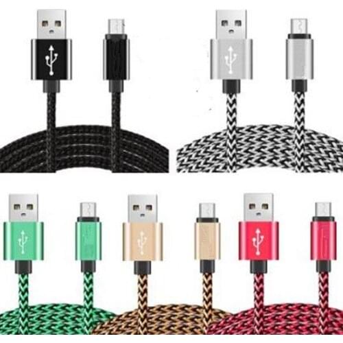 1m 2m Aluminium Alloy micro Fast charger Fabric braided alloy usb data charger for Samsung s3 s6 s7