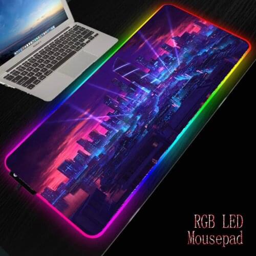 MRGBEST Cityscape Night Large Size Gaming Mouse Pad Anti-slip Natural Rubber PC Computer Gamer Mousepad Desk Mat Locking Edge