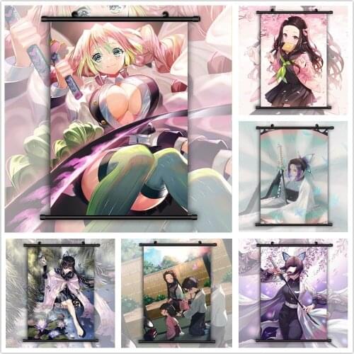 Wall Art Canvas Kimetsu No Yaiba Shinobu Mitsuri Nezuko Pictures Modern Painting Print Poster Plastic Hanging Scrolls Home Decor